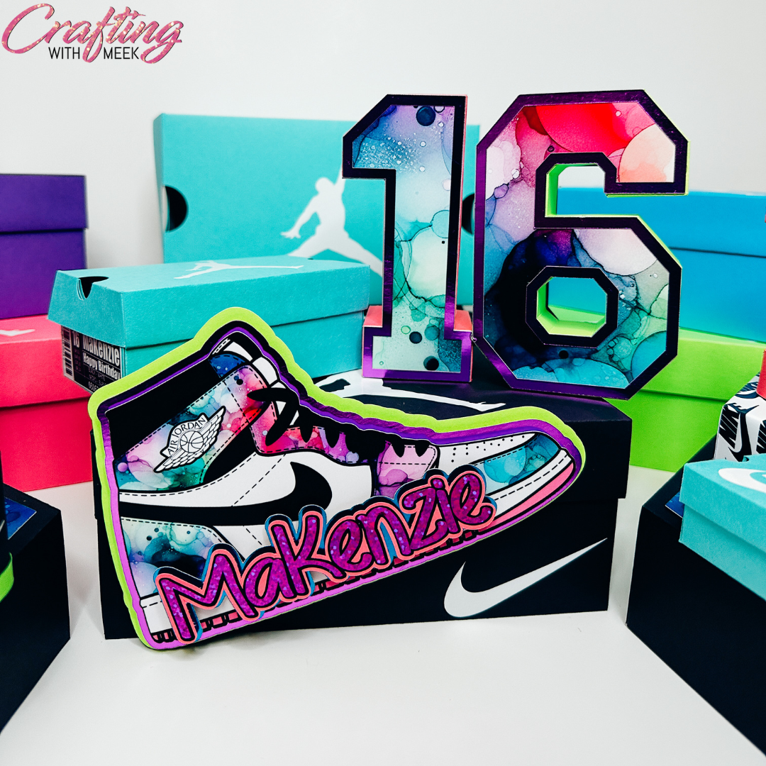 Shoe Box & 3D Number Centerpiece | Crafting With Meek LLC