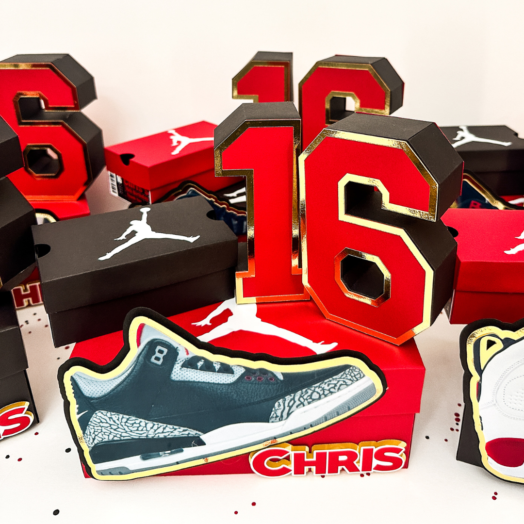 Shoe Box & 3D Number Centerpiece | Crafting With Meek LLC